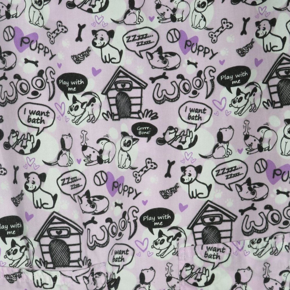Women's Medical Stretch Uniform Shirt - Purple Puppy Pattern - Picture 3 of 4